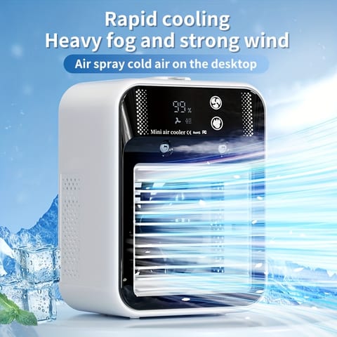 Portable Air Conditioner, Portable Cooling Wind Fan, 6000mAh Air Wind Fan, USB-C Charging, 2 Types of Wind Speed and 2 Types of Air Wind Model (Connection/Interchange), Portable Integrated Air Wind Fan, Cooling Function