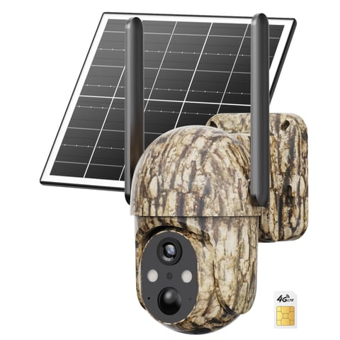 4G LTE Cellular Solar Security Camera Wireless Outdoor, No WiFi Need Solar Powered Camera, Hunting & Farm Trail Camera With 360° Live View, 4K Night Vision, 2-Way Audio, Waterproof For Off-Grid Ranch & Wildlife Monitoring