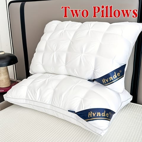 2pcs Luxury 5-Star Hotel Quality Pillows, Deep Sleep Neck Support, Non-Collapse High Pillow Core for All Seasons, Hypoallergenic Polyester Cover, Modern Pillow Design|Soft Texture Finish, Pillows for Sleeping, Cooling Pillows, Neck Pillow, Gift